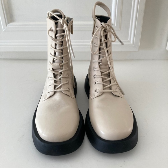 Sarto Anthropologie Ellera Ivory Leather Chelsea Boots Sz 7 - Picture 7 of 13